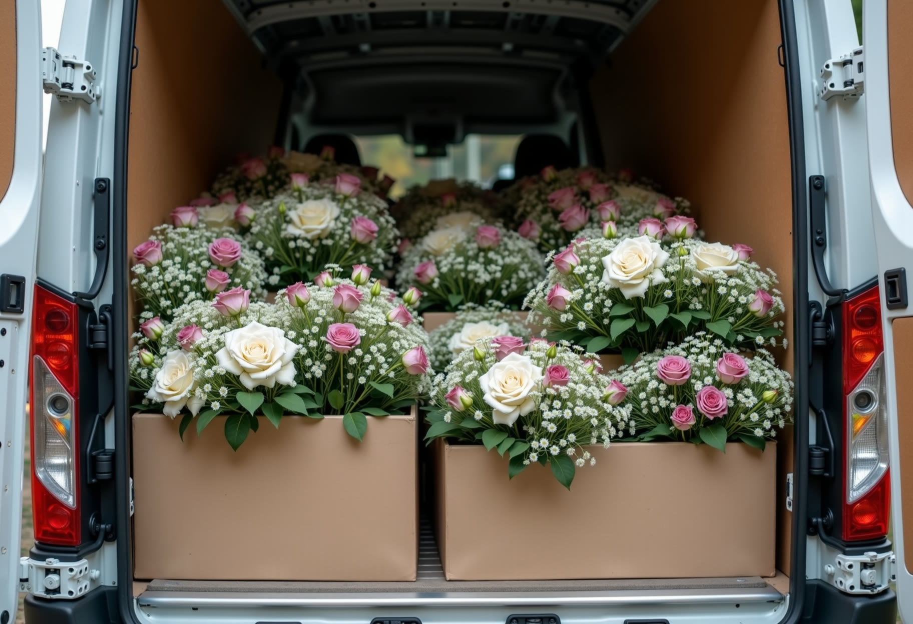Delivery van loaded for the afternoon route